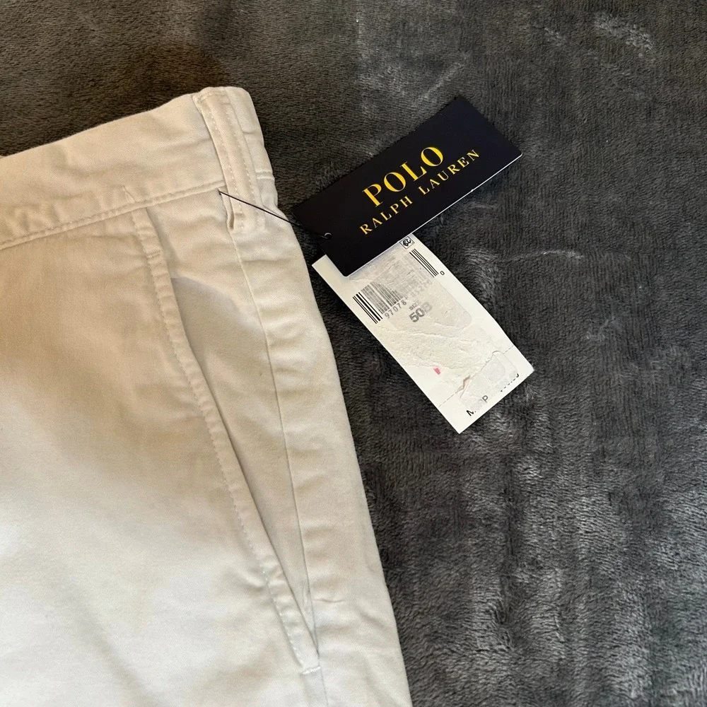 Polo Ralph Lauren Chino Shorts Flat‎ Front Classic Fit Light Beige Mens 50